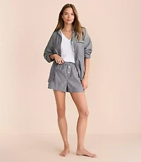 Striped Poplin Pajama Shorts