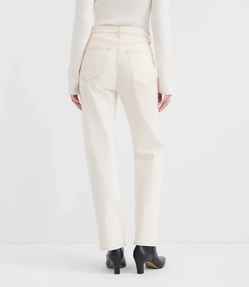 Rivete High Rise Straight Jeans Ivory