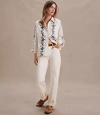 Rivete High Rise Straight Jeans Ivory