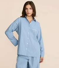 Striped Poplin Pajama Shirt