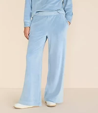 Petite Lou & Grey Ribbed Velour Side Slit Wide Leg Pants