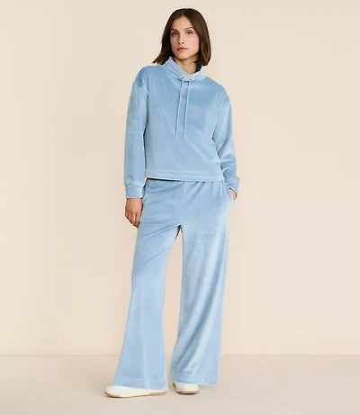 Petite Lou & Grey Ribbed Velour Side Slit Wide Leg Pants