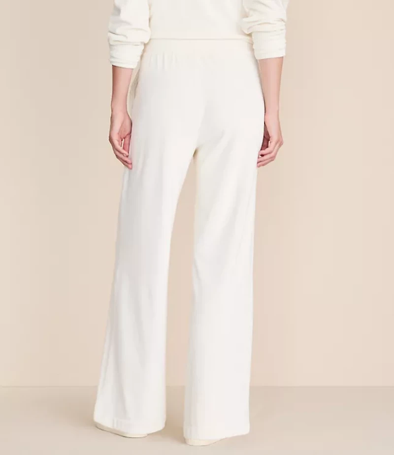 Petite Lou & Grey Ribbed Velour Side Slit Wide Leg Pants