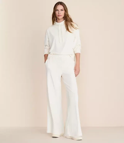 Petite Lou & Grey Ribbed Velour Side Slit Wide Leg Pants