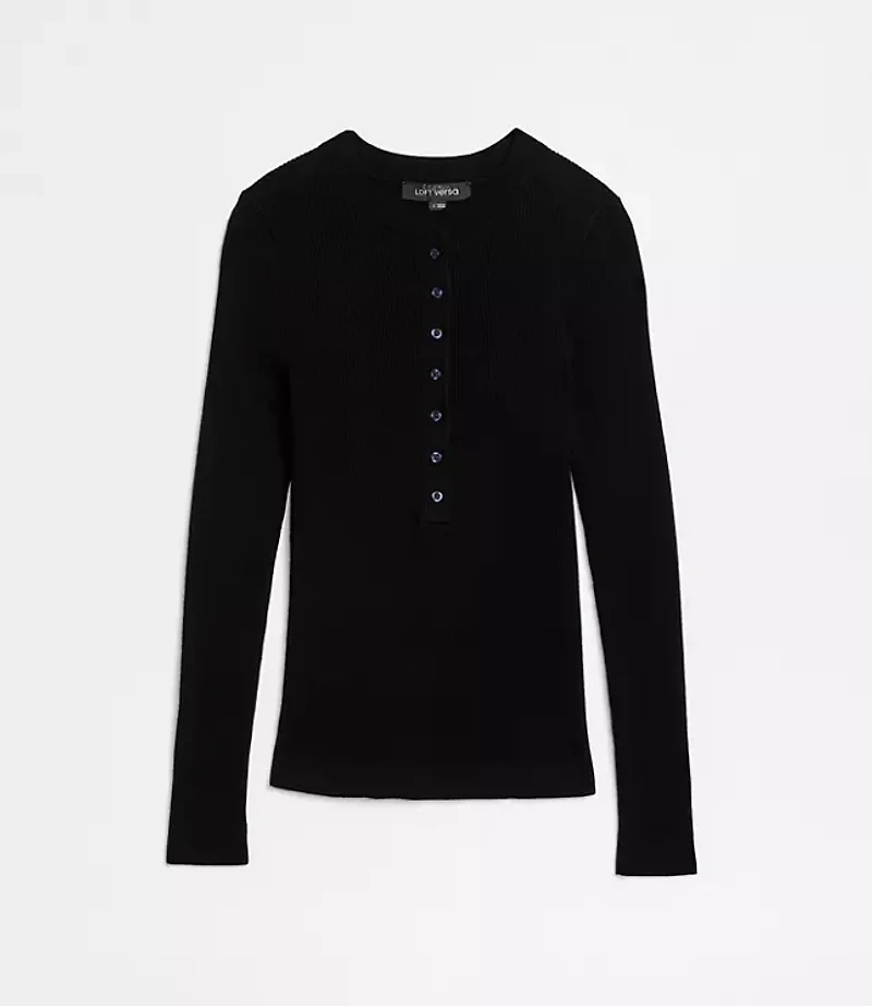LOFT Versa Ribbed Henley Sweater