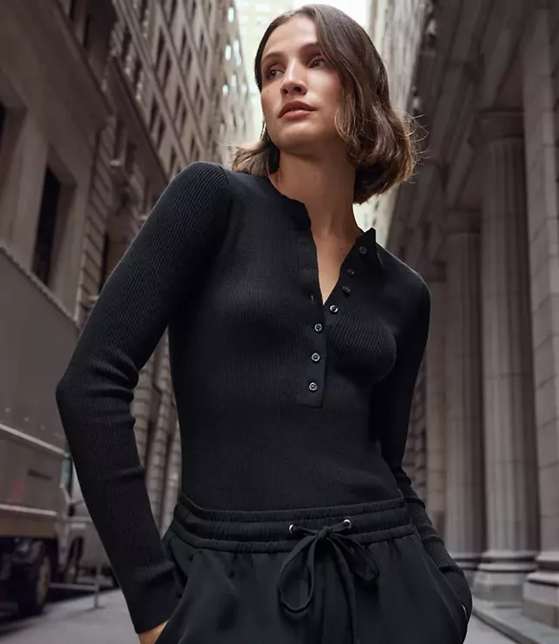 LOFT Versa Ribbed Henley Sweater