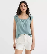 Lace Trim Square Neck Top