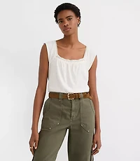 Lace Trim Square Neck Top