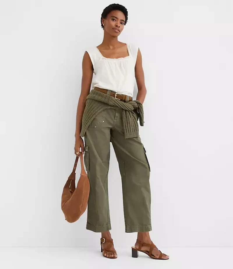 Lace Trim Square Neck Top