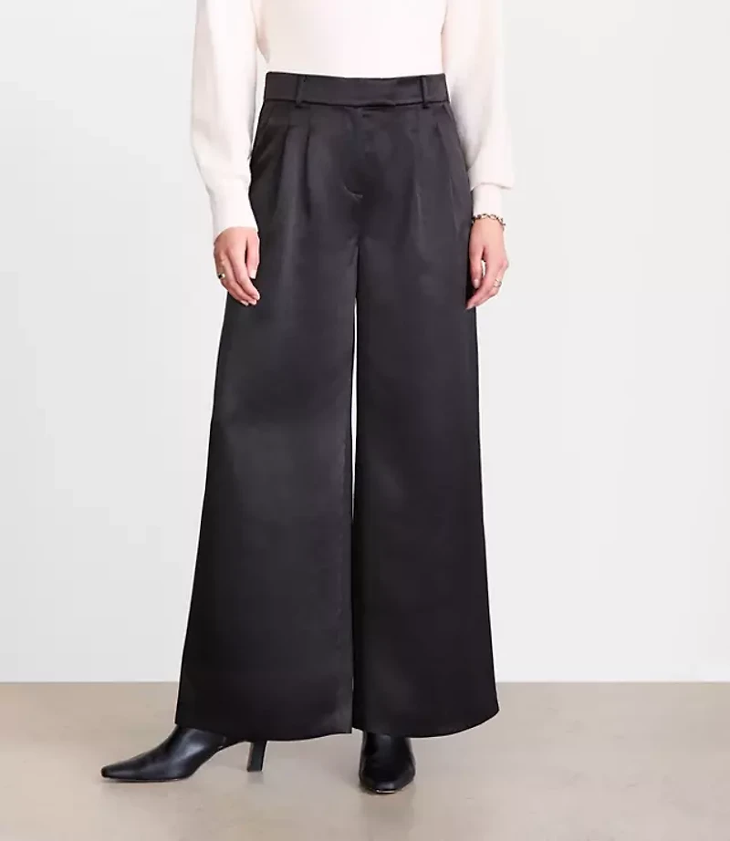 Petite LOFT Versa Satin Palazzo Pants
