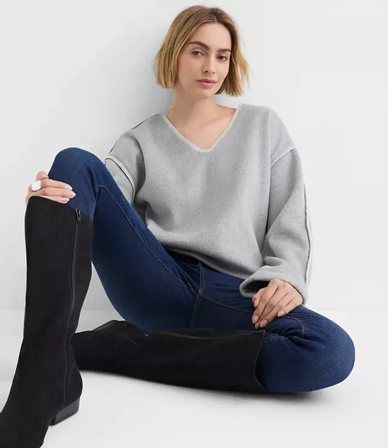 Heathered Whipstitch Fleece Top
