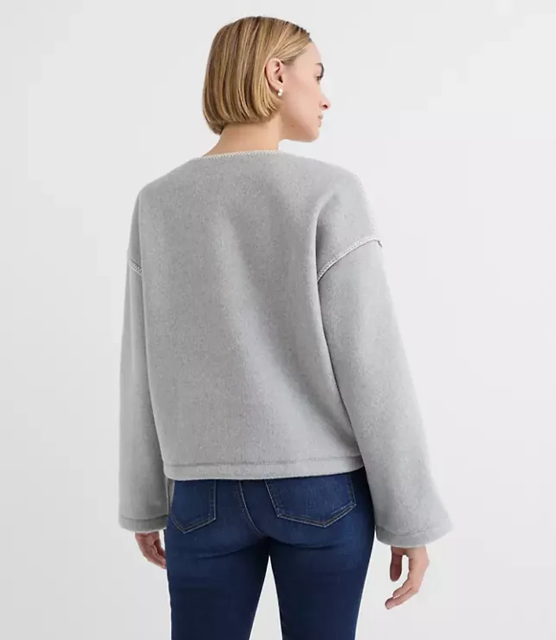 Heathered Whipstitch Fleece Top