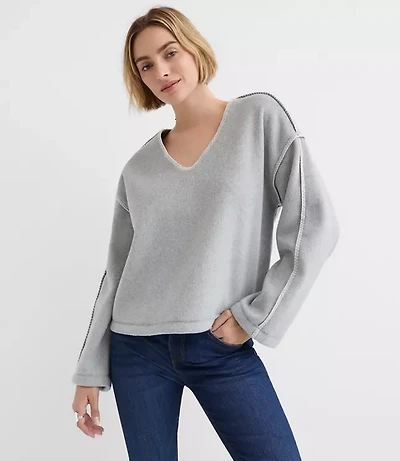 Heathered Whipstitch Fleece Top