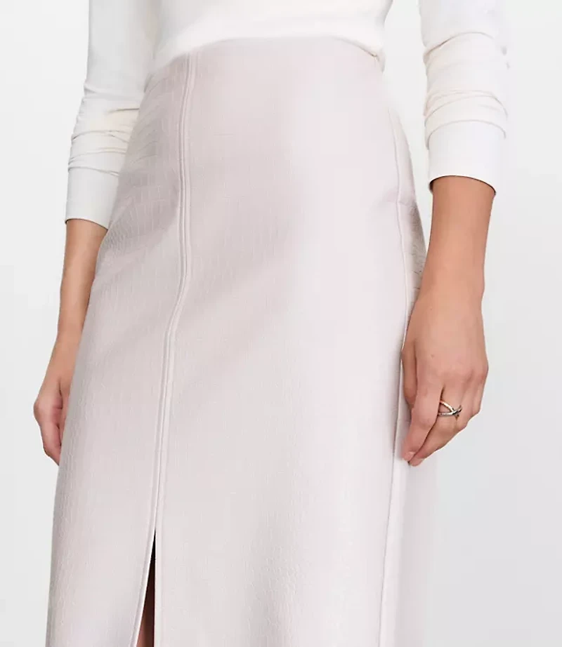 Petite LOFT Versa Embossed Faux Leather Long Skirt