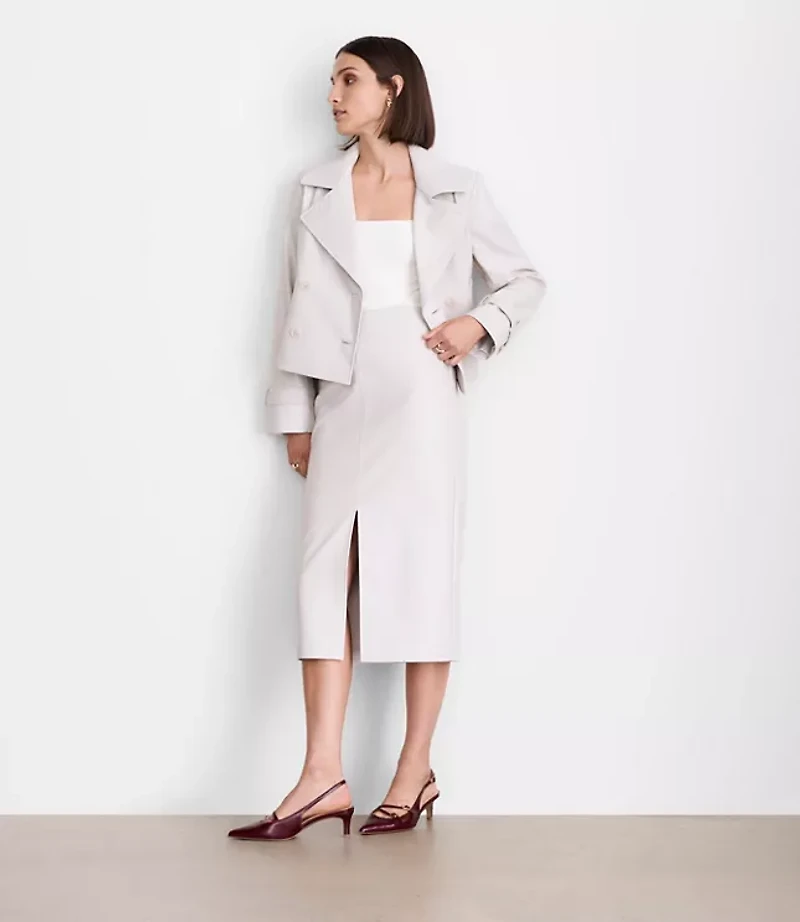 Petite LOFT Versa Embossed Faux Leather Long Skirt