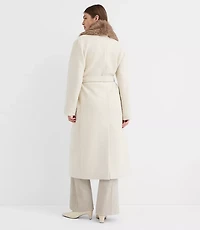 Faux Fur Shawl Collar Belted Coat
