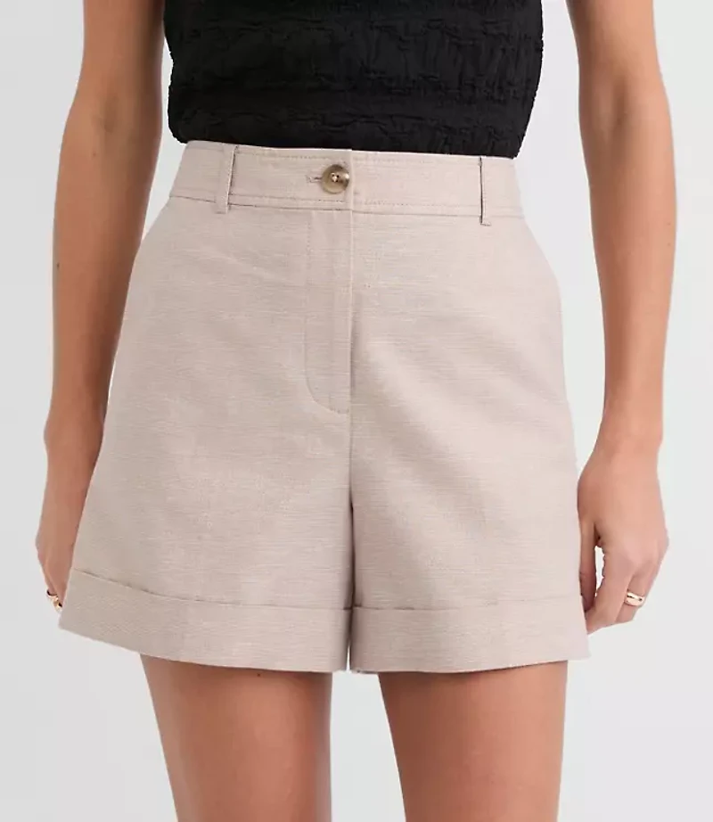 Cuffed Shorts Shimmer Linen Cotton