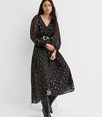 Shimmer Geo Clip Ruched Maxi Dress