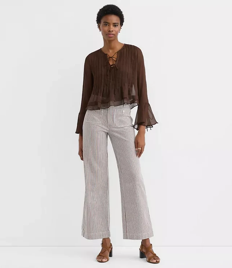 Palmer Wide Leg Crop Pants Stripe