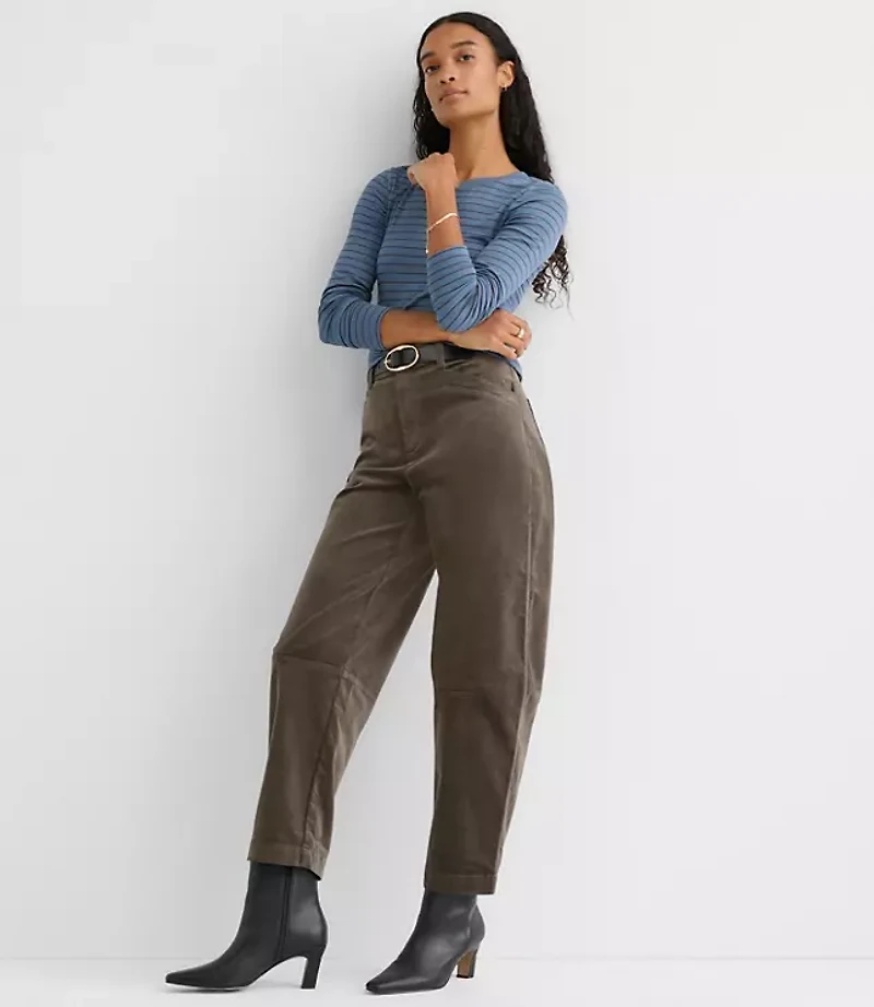Petite Striped Micro Modal Crew Neck Long Sleeve Tee