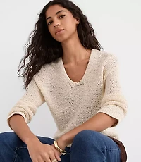 Open Stitch V-Neck Sweater