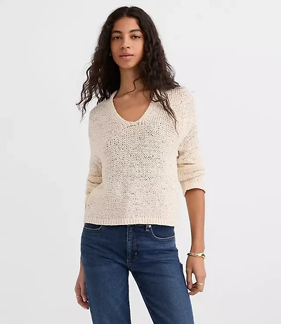 Open Stitch V-Neck Sweater