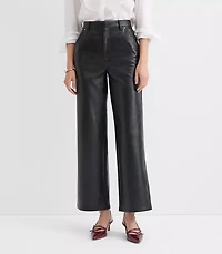 Petite Straight Pants Faux Leather