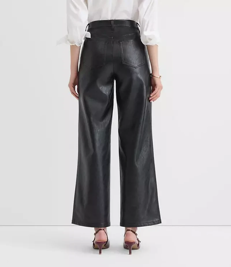 Petite Straight Pants Faux Leather