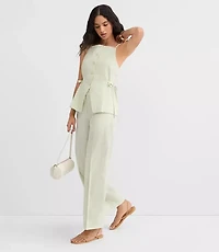 Side Tie Linen Cotton Strappy Vest Top