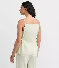 Side Tie Linen Cotton Strappy Vest Top