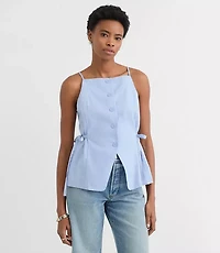 Side Tie Linen Cotton Strappy Vest Top