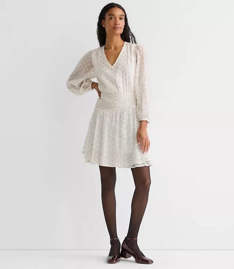 Shimmer Clip Shirred Mini Dress