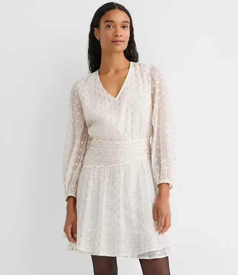 Shimmer Clip Shirred Mini Dress