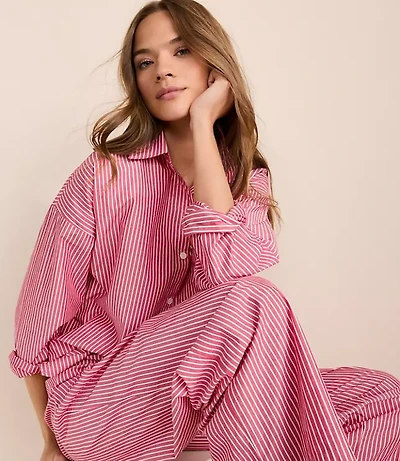 Striped Poplin Pajama Shirt