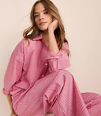 Striped Poplin Pajama Shirt