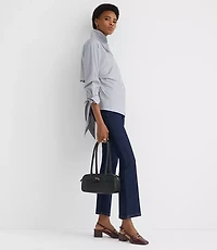 Striped Cutout Tie Back Poplin Shirt