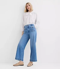 Palmer Wide Leg Crop Jeans Classic Mid Wash