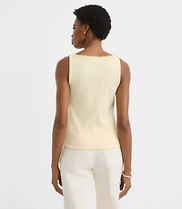 Lace Trim Perfect Ribbed Square Neck Tank Top