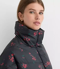 Floral Cocoon Sleeve Puffer Jacket