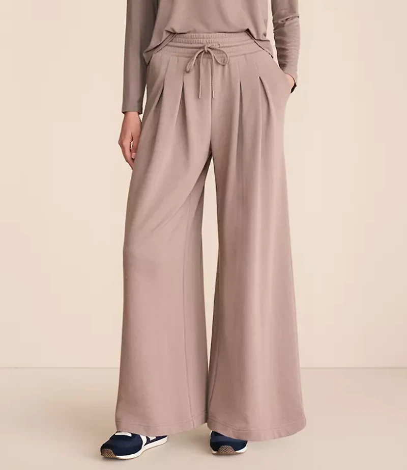 Petite Lou & Grey Cozy Cotton Pleated Wide Leg Pants