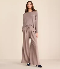 Petite Lou & Grey Cozy Cotton Pleated Wide Leg Pants