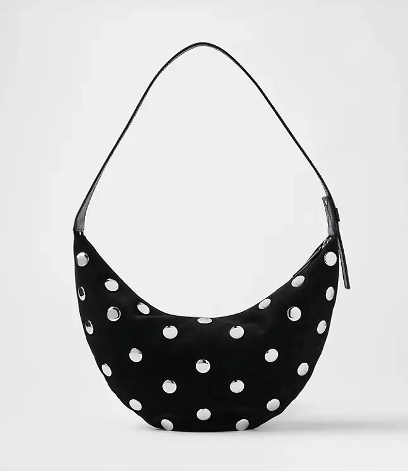 Studded Suede Hobo Bag