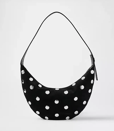 Studded Suede Hobo Bag