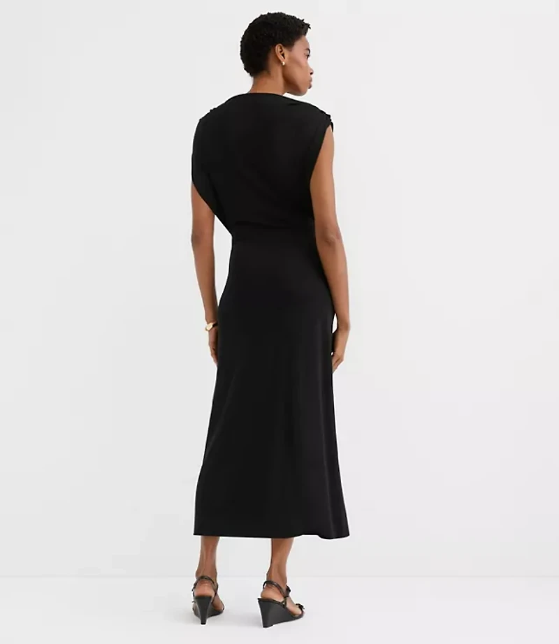 Metallic Ring Wrap Midi Dress