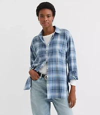 Petite Plaid Flannel Everyday Oversized Tunic Shirt