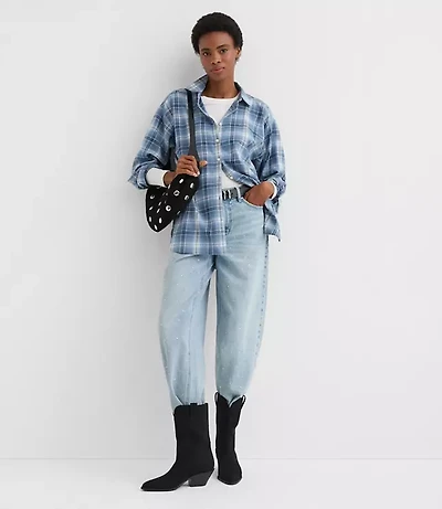 Petite Plaid Flannel Everyday Oversized Tunic Shirt