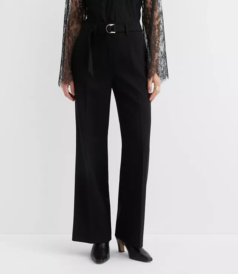 Tall Belted Stovepipe Pants Doubleface
