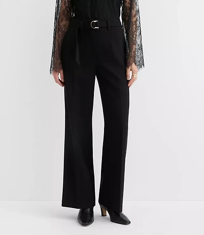 Tall Belted Stovepipe Pants Doubleface
