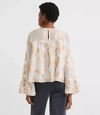 Petite Shimmer Jacquard Ruffle Cuff Blouse