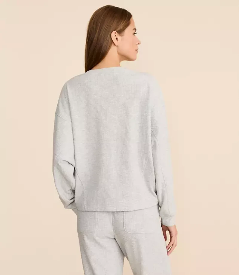 Petite Lou & Grey Heathered Upstate Waffle V-Neck Top